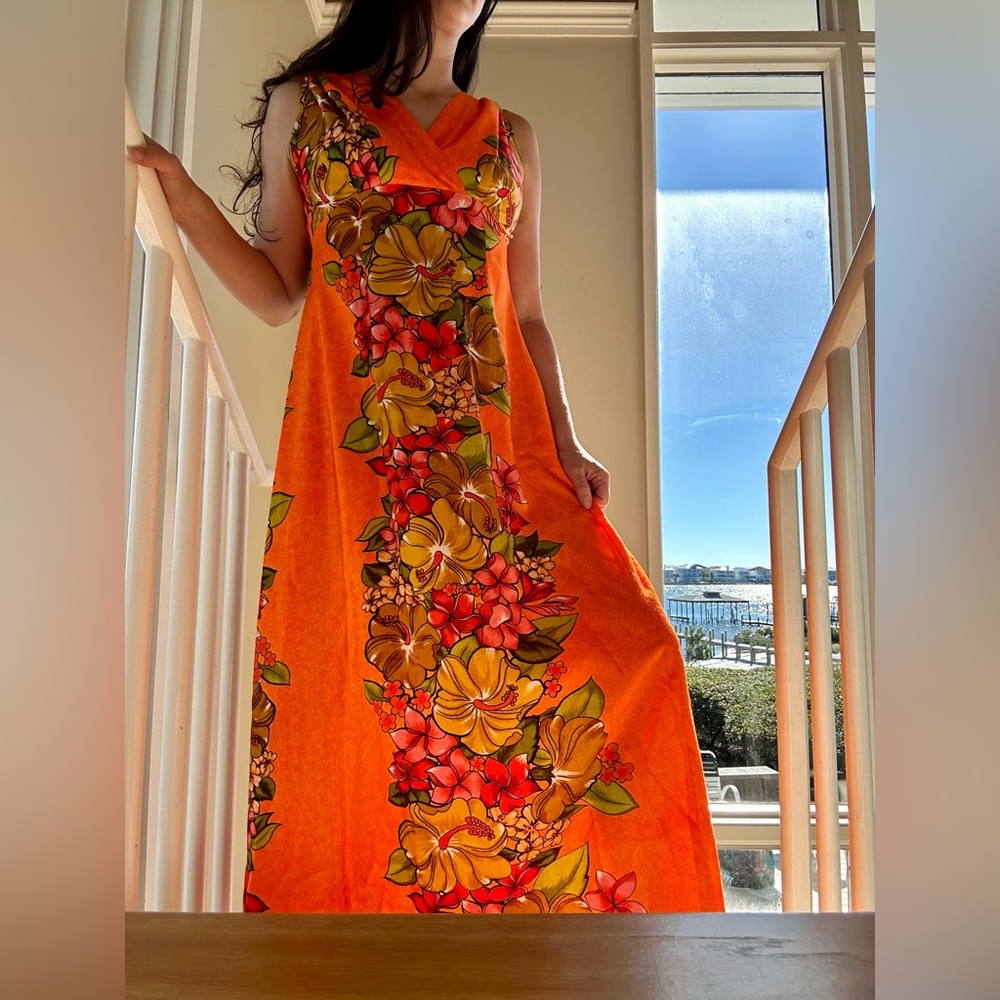 ⚡️ Vintage 60s Handmade Hawaiian Tropical Maxi Dress Skirts N’ Blouses Honolulu